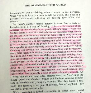 Carl Sagan predicted 2017 on page 40 of The Demon Haunted World. Published in 1996. : conspiracy
